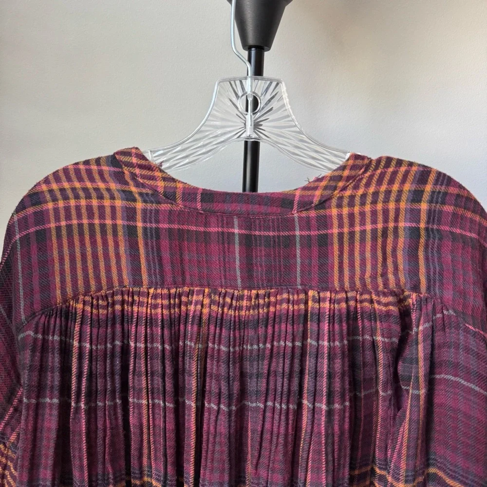 Free People Plaid Slouchy Oversized Top - Picture 8 of 11